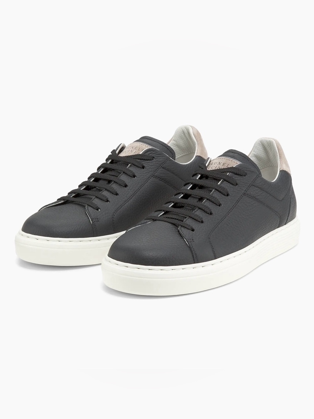 Brunello Cucinelli Leather Sneakers Size 41 Black White Made in Italy